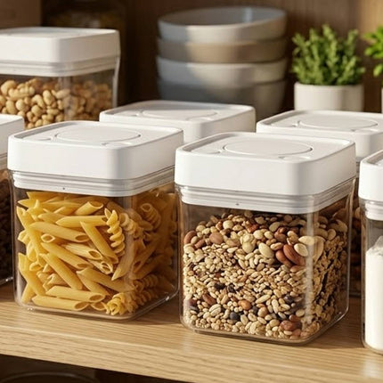 Square Sealed Food Storage Containers Set of 8 500ml Airtight Kitchen Jars