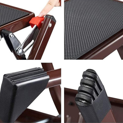 Home Multi Function Foldable Metal Step Stool Footstool Space Saving Durable