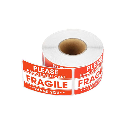 Fragile Warning Sticker Roll 500 Sheets 7.6x12.7cm Red for Shipping Moving