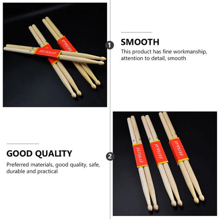 12 Pairs Wooden Drum Sticks Solid Wood Jazz Drum Mallets Professional Durable