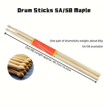 12 Pairs Wooden Drum Sticks Solid Wood Jazz Drum Mallets Professional Durable