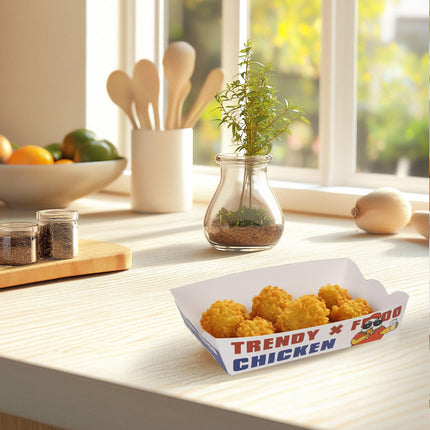 Disposable No Fold Oil Proof Snack Box Leak Resistant Microwave for Fast Food