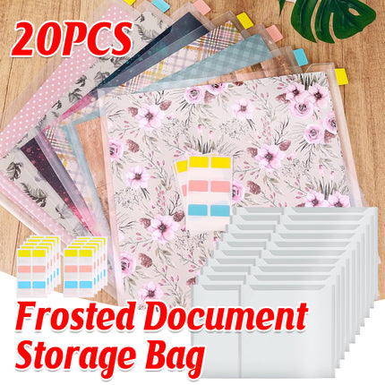 20PCS Frosted Document Storage Bag Clear File Organizer Waterproof Durable