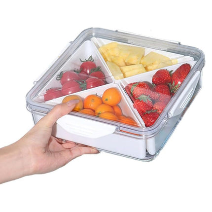 Transparent Compartment Fruit Tray with Lid Multifunctional Food Storage Box