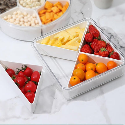 Transparent Compartment Fruit Tray with Lid Multifunctional Food Storage Box