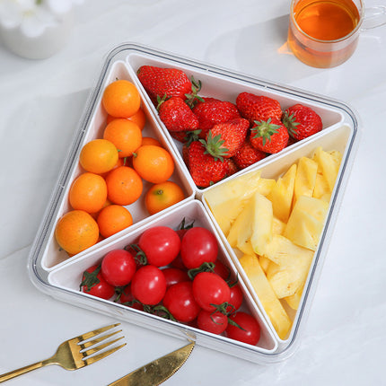 Transparent Compartment Fruit Tray with Lid Multifunctional Food Storage Box