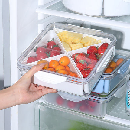 Transparent Compartment Fruit Tray with Lid Multifunctional Food Storage Box