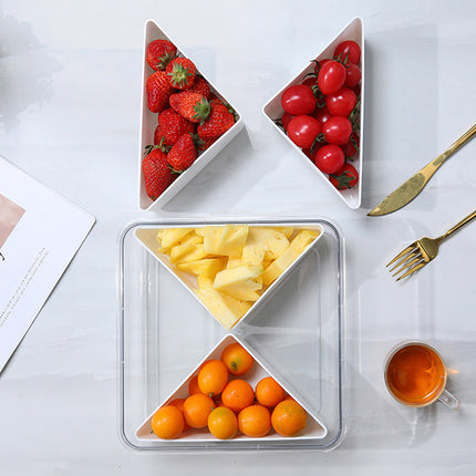 Transparent Compartment Fruit Tray with Lid Multifunctional Food Storage Box