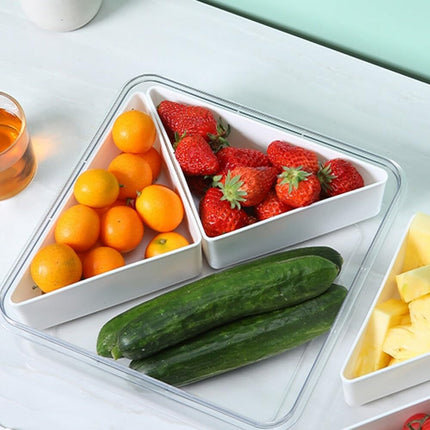 Transparent Compartment Fruit Tray with Lid Multifunctional Food Storage Box