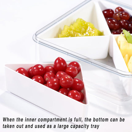 Transparent Compartment Fruit Tray with Lid Multifunctional Food Storage Box
