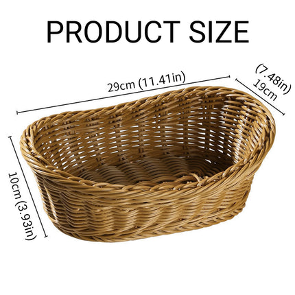 2Pcs Rattan Yuanbao Shaped Fruit Tray Home Storage Basket Living Room Tray