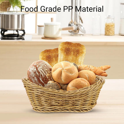 2Pcs Rattan Yuanbao Shaped Fruit Tray Home Storage Basket Living Room Tray