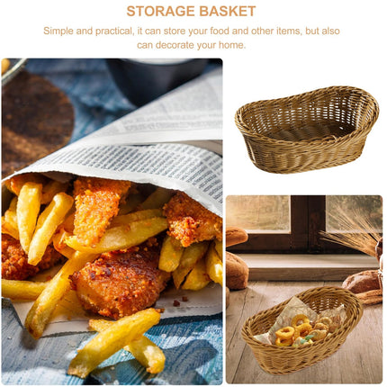 2Pcs Rattan Yuanbao Shaped Fruit Tray Home Storage Basket Living Room Tray