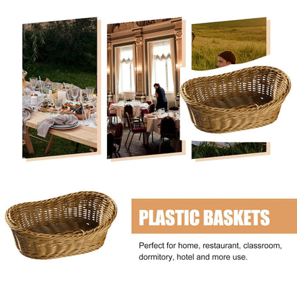 2Pcs Rattan Yuanbao Shaped Fruit Tray Home Storage Basket Living Room Tray