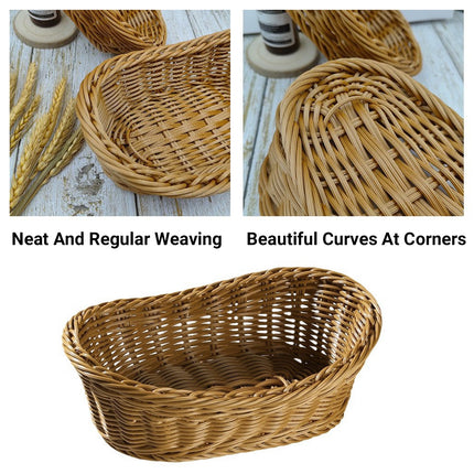 2Pcs Rattan Yuanbao Shaped Fruit Tray Home Storage Basket Living Room Tray