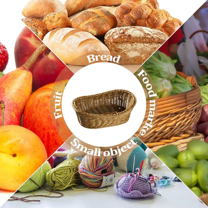 2Pcs Rattan Yuanbao Shaped Fruit Tray Home Storage Basket Living Room Tray