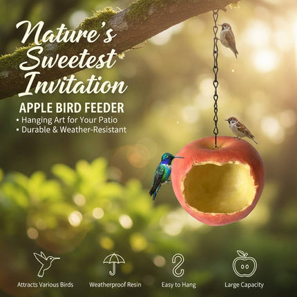 Resin Apple Bird Feeder Hanging Outdoor Garden Wild Bird Feeding Station