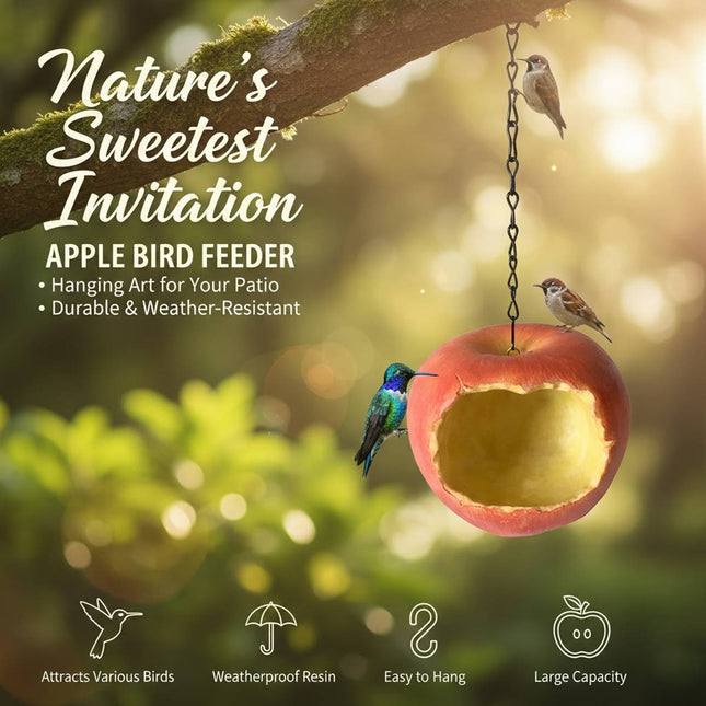 Resin Apple Bird Feeder Hanging Outdoor Garden Wild Bird Feeding Station