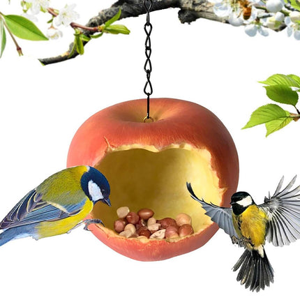 Resin Apple Bird Feeder Hanging Outdoor Garden Wild Bird Feeding Station
