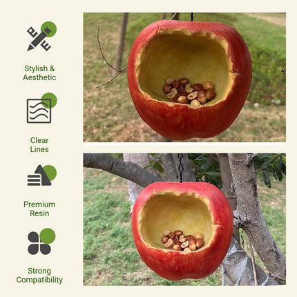Resin Apple Bird Feeder Hanging Outdoor Garden Wild Bird Feeding Station