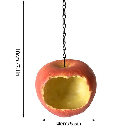 Resin Apple Bird Feeder Hanging Outdoor Garden Wild Bird Feeding Station
