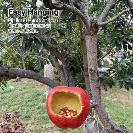 Resin Apple Bird Feeder Hanging Outdoor Garden Wild Bird Feeding Station