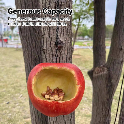 Resin Apple Bird Feeder Hanging Outdoor Garden Wild Bird Feeding Station