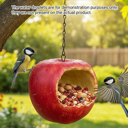 Resin Apple Bird Feeder Hanging Outdoor Garden Wild Bird Feeding Station