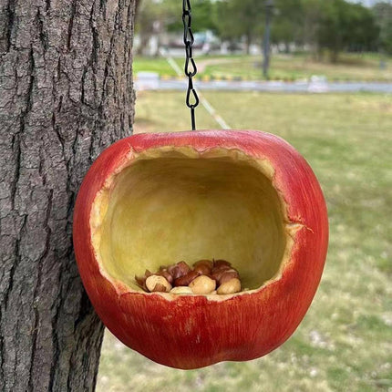 Resin Apple Bird Feeder Hanging Outdoor Garden Wild Bird Feeding Station