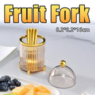 10PCS Stainless Steel Fruit Forks Gold Portable Dessert Cake Tableware Set