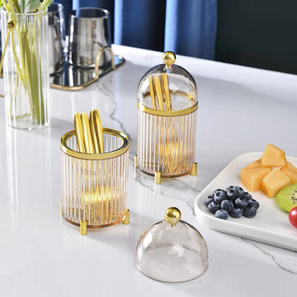 10PCS Stainless Steel Fruit Forks Gold Portable Dessert Cake Tableware Set