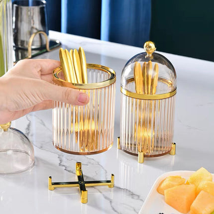 10PCS Stainless Steel Fruit Forks Gold Portable Dessert Cake Tableware Set