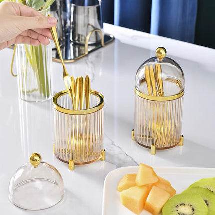 10PCS Stainless Steel Fruit Forks Gold Portable Dessert Cake Tableware Set