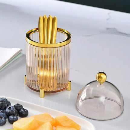 10PCS Stainless Steel Fruit Forks Gold Portable Dessert Cake Tableware Set