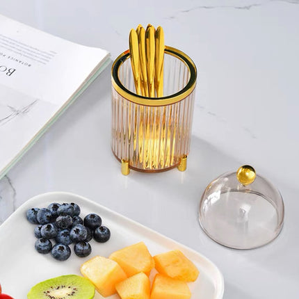 10PCS Stainless Steel Fruit Forks Gold Portable Dessert Cake Tableware Set