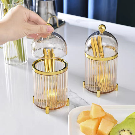10PCS Stainless Steel Fruit Forks Gold Portable Dessert Cake Tableware Set