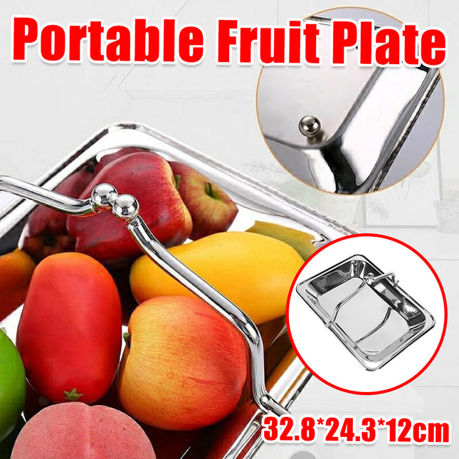 Stainless Steel Wine Frame Handheld Fruit Plate Home Dining Hotel Serving Basket