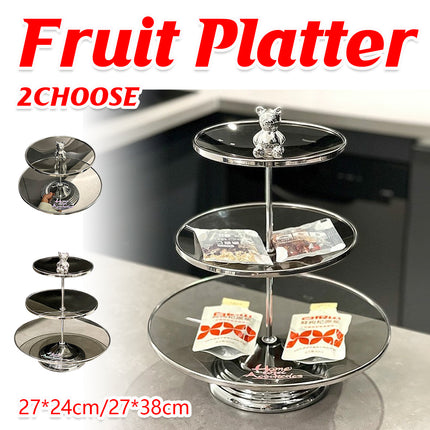 Multi Layer Glass Fruit Plate Dessert Display Stand for Home Party Table Decor