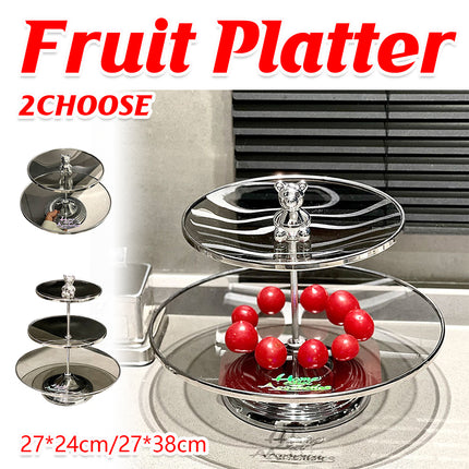 Multi Layer Glass Fruit Plate Dessert Display Stand for Home Party Table Decor