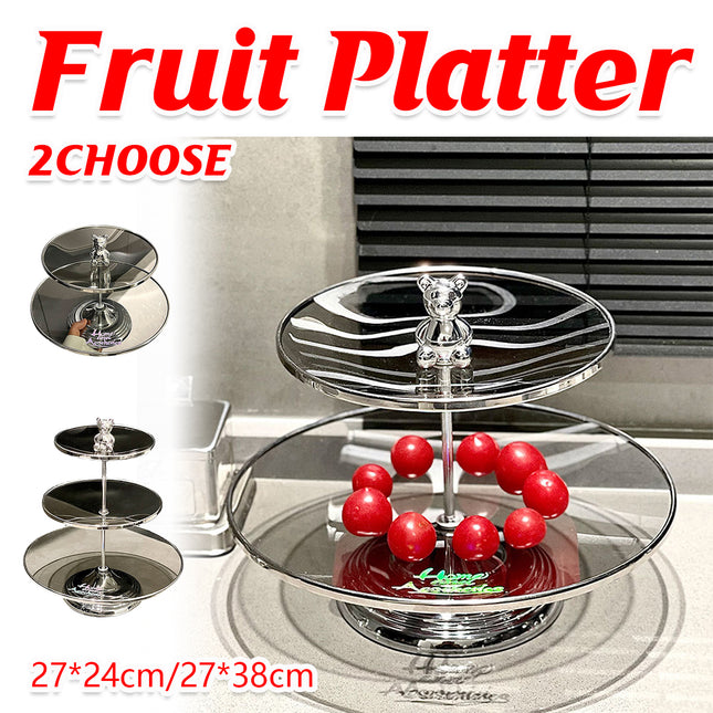 Multi Layer Glass Fruit Plate Dessert Display Stand for Home Party Table Decor