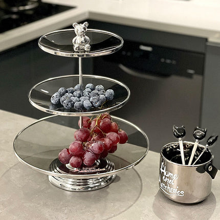 Multi Layer Glass Fruit Plate Dessert Display Stand for Home Party Table Decor