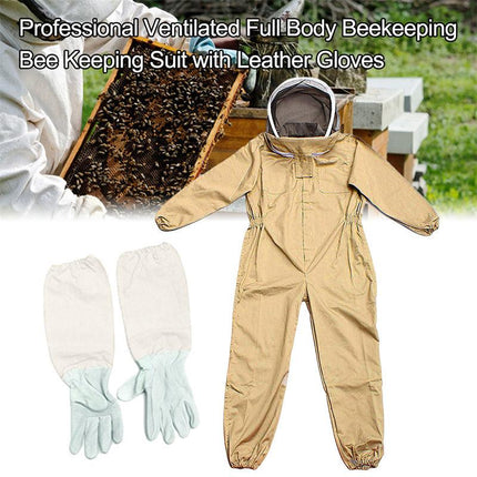 Full Beekeeping Suit Bee Suit Heavy Duty Leather Ventilated Keeping Gloves