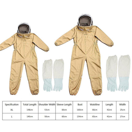 Full Beekeeping Suit Bee Suit Heavy Duty Leather Ventilated Keeping Gloves