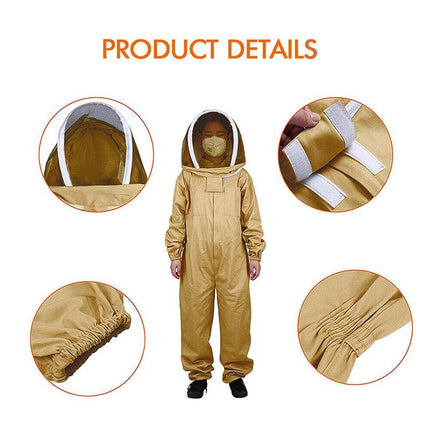 Full Beekeeping Suit Bee Suit Heavy Duty Leather Ventilated Keeping Gloves