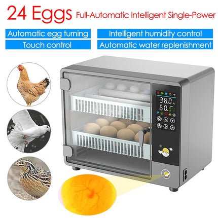 Fully Automatic Chicken Egg Incubator 24 Egg Digital Poultry Hatcher Farm Use