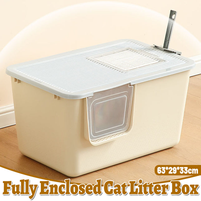 Cat Litter Box Large Semi Milk Coffee Colour Toilet High Sided Odour Control