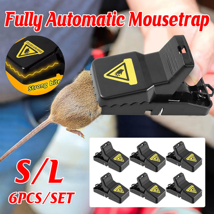 6pcs Rat Trap Automatic Reusable Mouse Catcher Snap Trap for Home Rodent Control