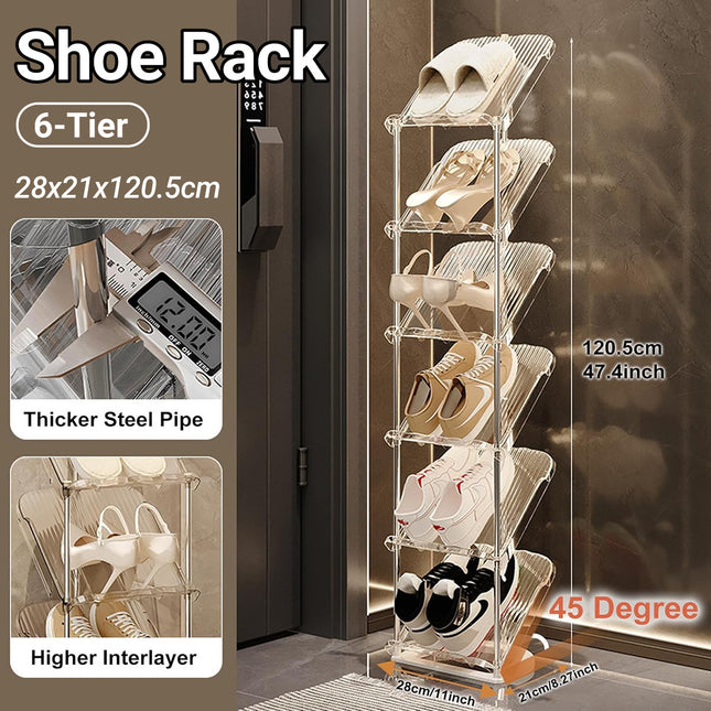 6 Tier Shoe Rack Stackable Sturdy for Home Entryway Hallway Space Saving Storage
