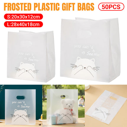 50PCS Frosted Plastic Gift Bags Transparent Reusable Durable For Party Wedding