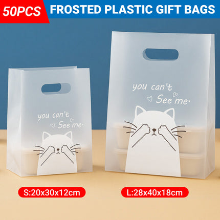 50PCS Frosted Plastic Gift Bags Transparent Reusable Durable For Party Wedding